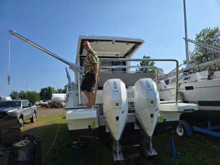 Beneteau Antares 11 500 Lb Crane and Dinghy Cradle over Outboard Motors